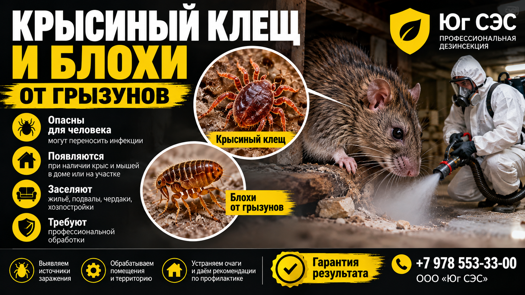 Крысиный клещ и блохи от грызунов  | ООО «Юг СЭС»